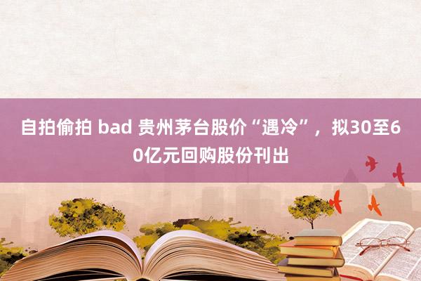 自拍偷拍 bad 贵州茅台股价“遇冷”，拟30至60亿元回购股份刊出