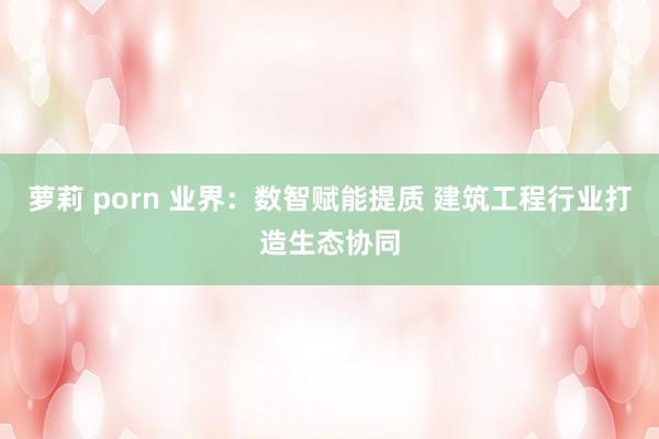 萝莉 porn 业界：数智赋能提质 建筑工程行业打造生态协同