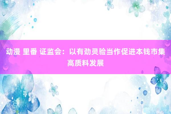 动漫 里番 证监会：以有劲灵验当作促进本钱市集高质料发展