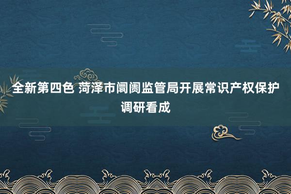 全新第四色 菏泽市阛阓监管局开展常识产权保护调研看成