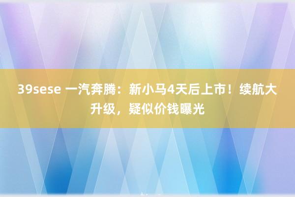 39sese 一汽奔腾：新小马4天后上市！续航大升级，疑似价钱曝光