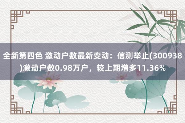 全新第四色 激动户数最新变动：信测举止(300938)激动户数0.98万户，较上期增多11.36%