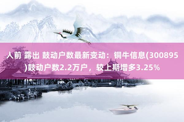 人前 露出 鼓动户数最新变动：铜牛信息(300895)鼓动户数2.2万户，较上期增多3.25%