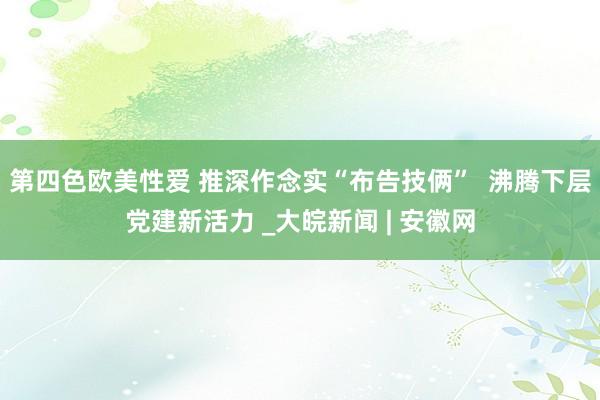 第四色欧美性爱 推深作念实“布告技俩”  沸腾下层党建新活力 _大皖新闻 | 安徽网