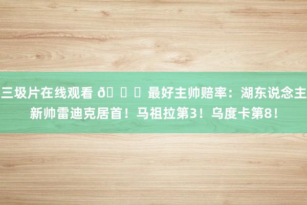 三圾片在线观看 👀最好主帅赔率：湖东说念主新帅雷迪克居首！马祖拉第3！乌度卡第8！