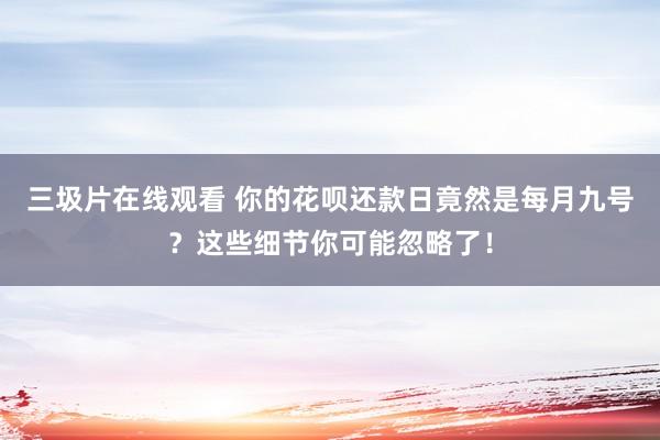 三圾片在线观看 你的花呗还款日竟然是每月九号？这些细节你可能忽略了！