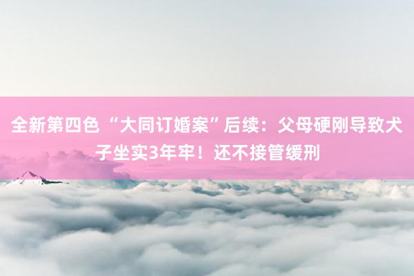 全新第四色 “大同订婚案”后续：父母硬刚导致犬子坐实3年牢！还不接管缓刑